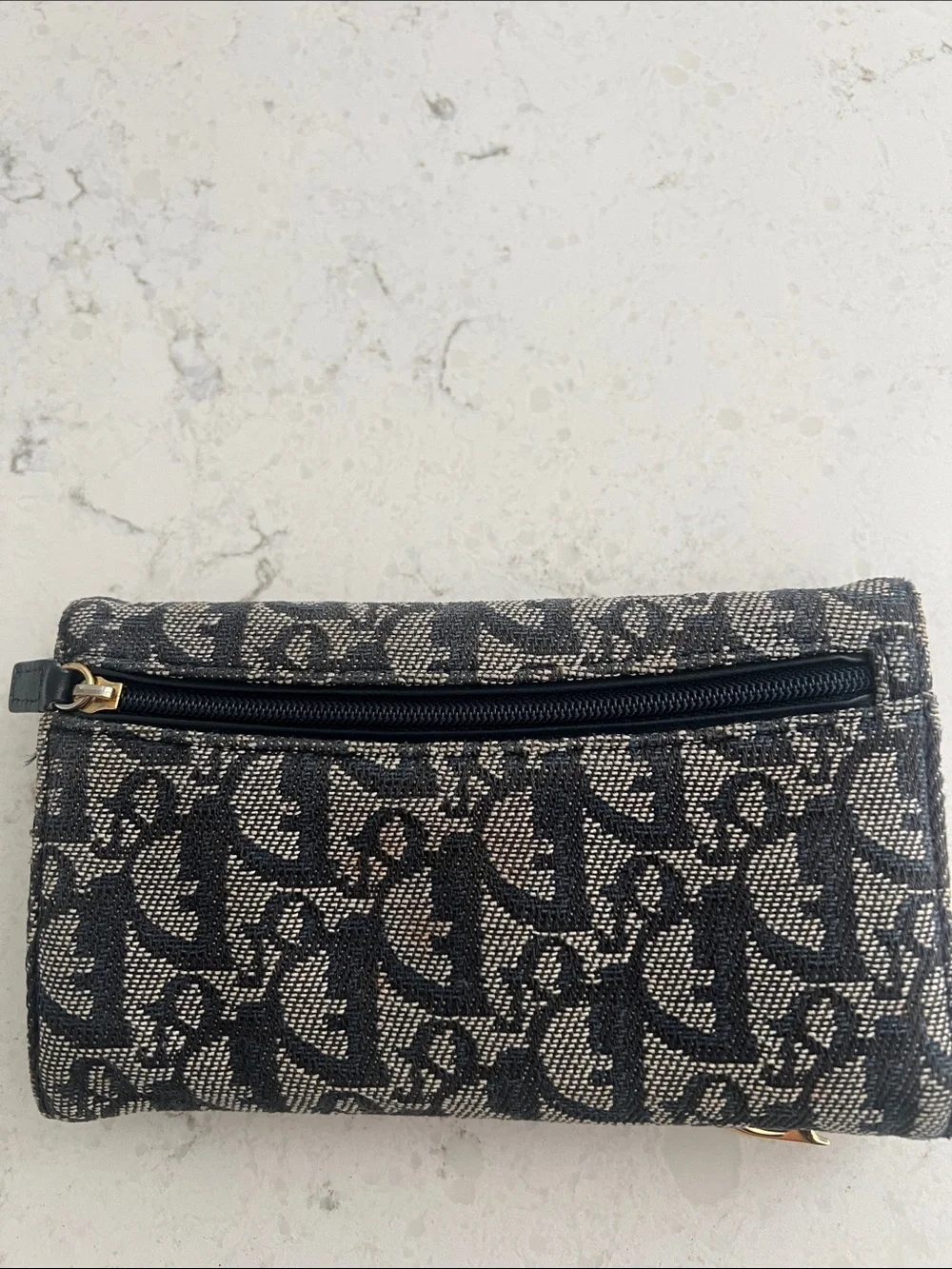 Dior Monogram Saddle Wallet in Navy with Gold 'D' Charm